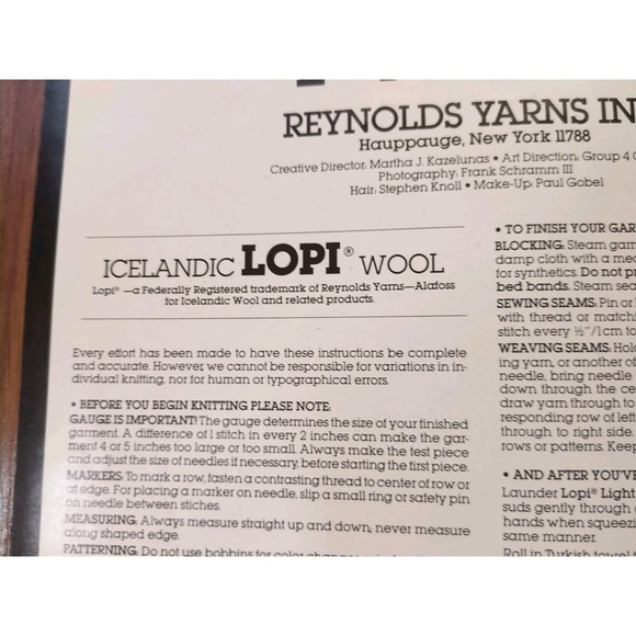 Vtg Reynolds Lopi Lite 4 Knitting Patterns Book Vol 30 Icelandic Wool Nordic - Picture 5 of 6